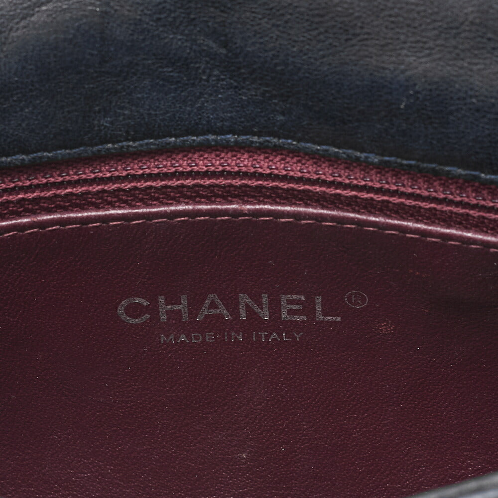 CHANEL Calfskin Studs Matelasse Single Flap Chain Shoulder Black Silver-Tone Hardware, Pre-Owned