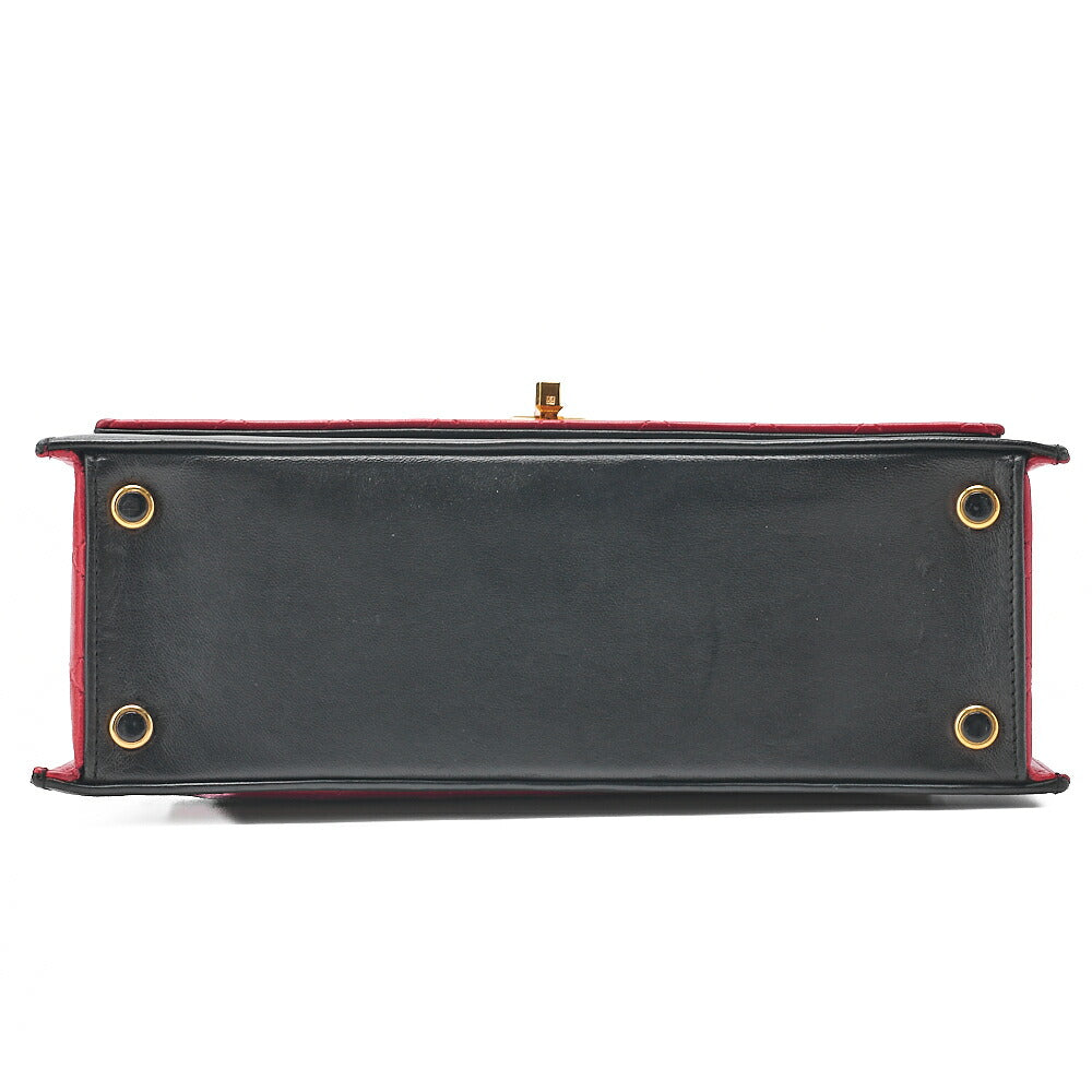 CHANEL Matelasse Trapezoidal 2.55 Lock Single Flap Chain Shoulder Lambskin Black x Red Gold-Tone Hardware, Pre-Owned