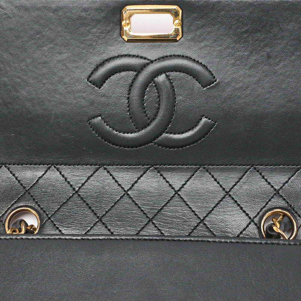 CHANEL Matelasse Trapezoidal 2.55 Lock Single Flap Chain Shoulder Lambskin Black x Red Gold-Tone Hardware, Pre-Owned