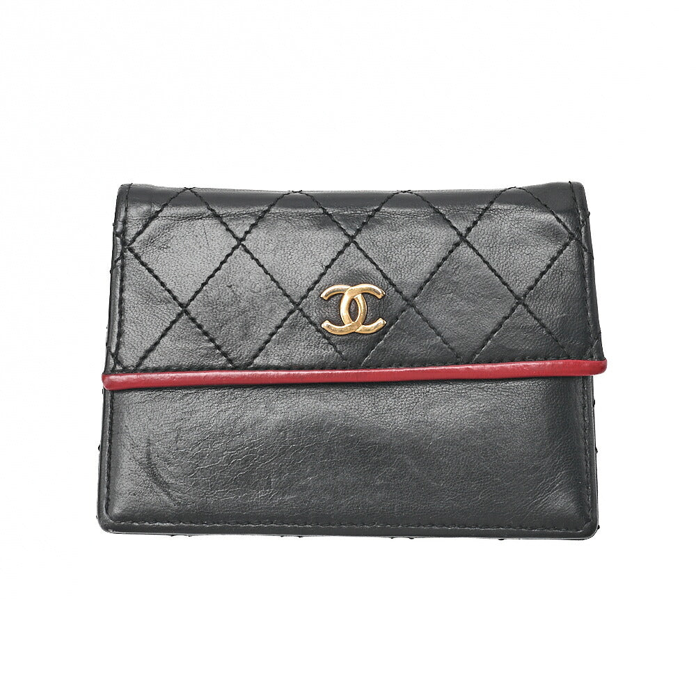 CHANEL Matelasse Trapezoidal 2.55 Lock Single Flap Chain Shoulder Lambskin Black x Red Gold-Tone Hardware, Pre-Owned