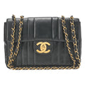 CHANEL Chain Shoulder Bag Coco Mark Large atelasse 30cm Mademoiselle Single Flap Lambskin Black Gold-Tone Hardware, Pre-Owned