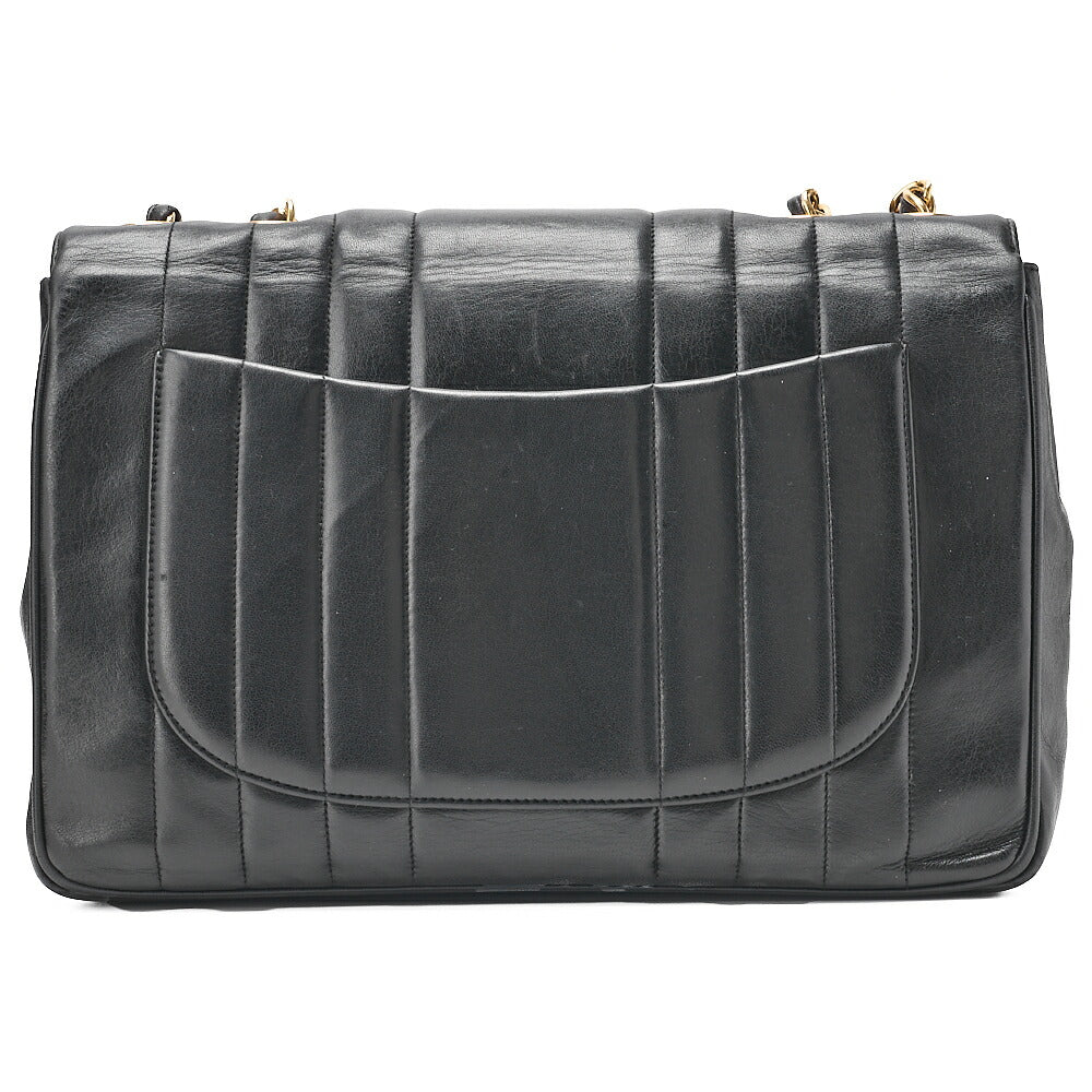 CHANEL Chain Shoulder Bag Coco Mark Large atelasse 30cm Mademoiselle Single Flap Lambskin Black Gold-Tone Hardware, Pre-Owned