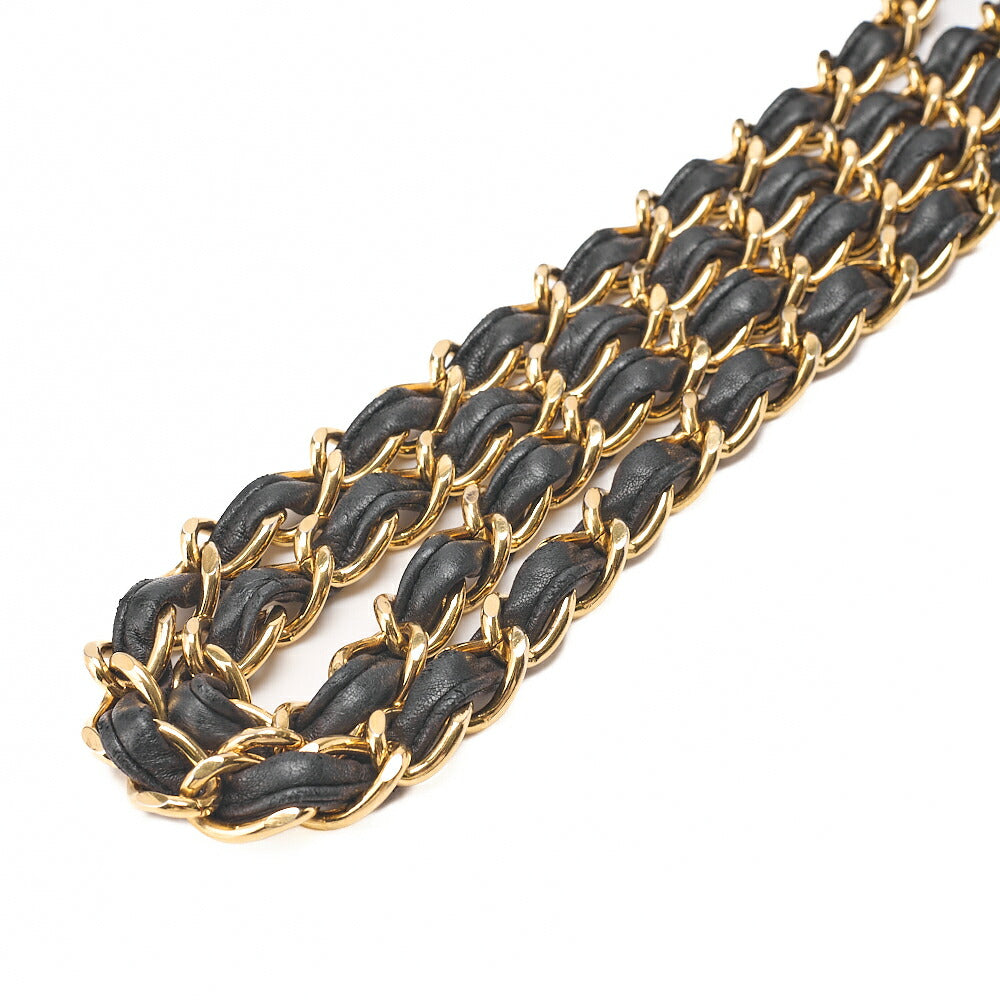 CHANEL Chain Shoulder Bag Coco Mark Large atelasse 30cm Mademoiselle Single Flap Lambskin Black Gold-Tone Hardware, Pre-Owned