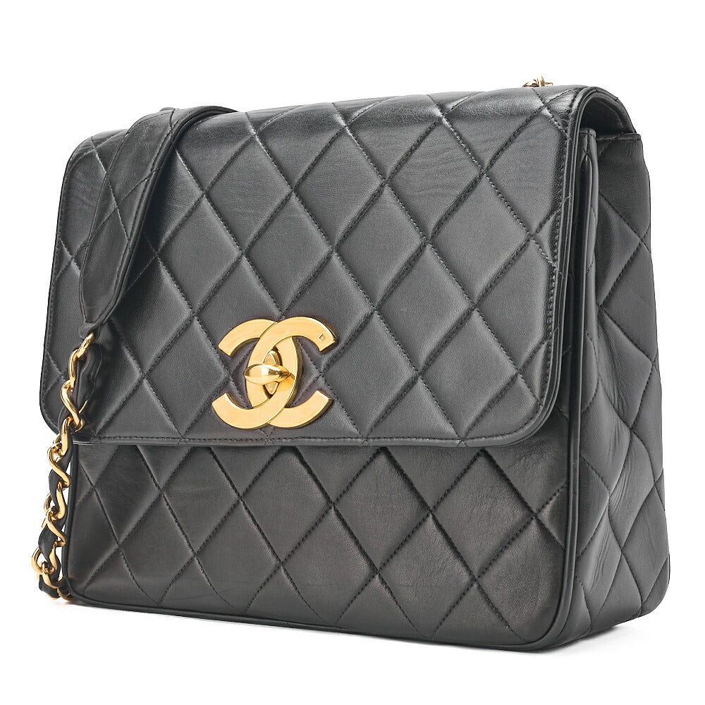CHANEL Chain Shoulder Bag Square Type Lambskin Dekacoco Black Gold-Tone Hardware, Pre-Owned