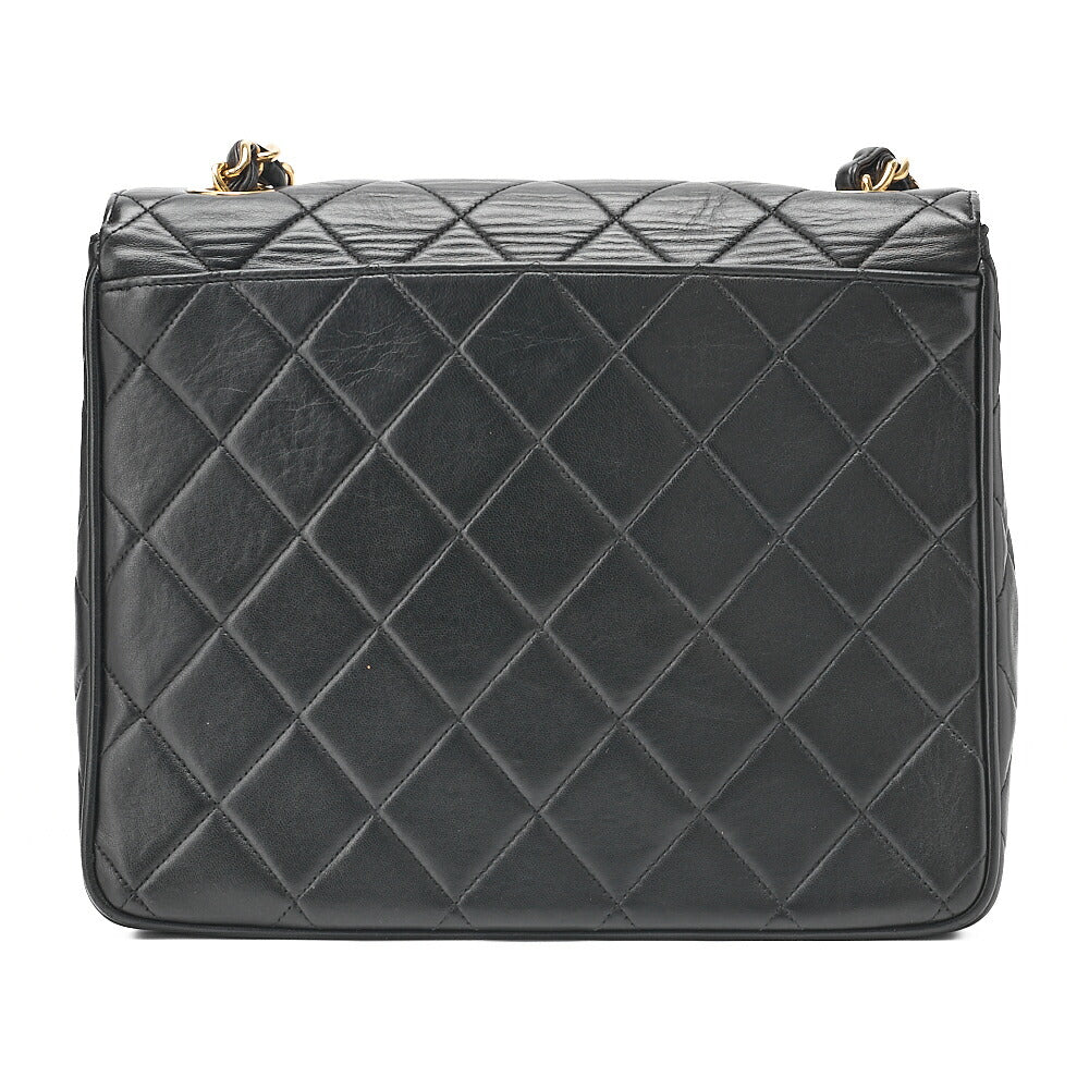 CHANEL Chain Shoulder Bag Square Type Lambskin Dekacoco Black Gold-Tone Hardware, Pre-Owned