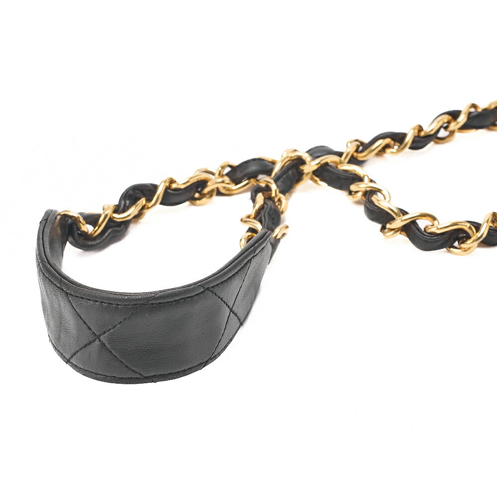 CHANEL Chain Shoulder Bag Square Type Lambskin Dekacoco Black Gold-Tone Hardware, Pre-Owned