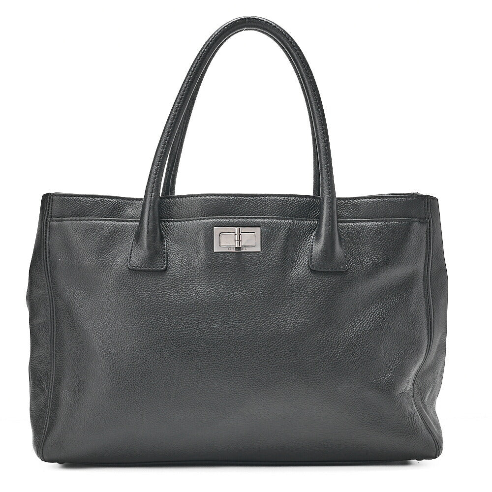 CHANEL Tote Bag Executive Caviar Skin 2.55 Black Silver-Tone Hardware, Pre-Owned