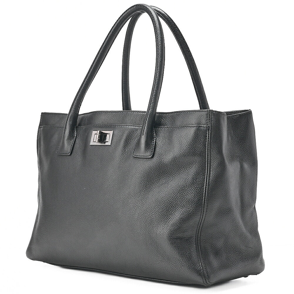 CHANEL Tote Bag Executive Caviar Skin 2.55 Black Silver-Tone Hardware, Pre-Owned