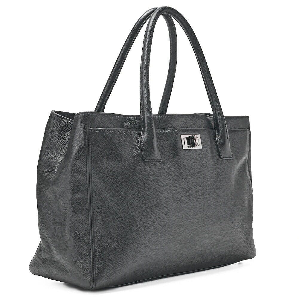 CHANEL Tote Bag Executive Caviar Skin 2.55 Black Silver-Tone Hardware, Pre-Owned
