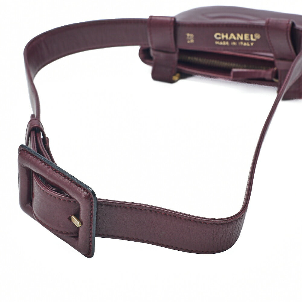 CHANEL Lambskin Matelasse Waist Pouch Bordeaux Gold -Tone Hardware, Pre-Owned