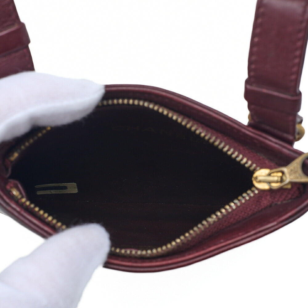 CHANEL Lambskin Matelasse Waist Pouch Bordeaux Gold -Tone Hardware, Pre-Owned