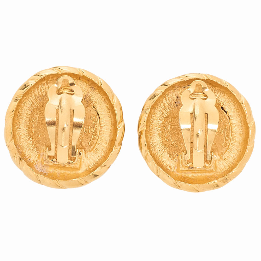 CHANEL Circle Coco Mark Earrings GP Gold (Gold Plated)Gold-Tone Hardware, Pre-Owned