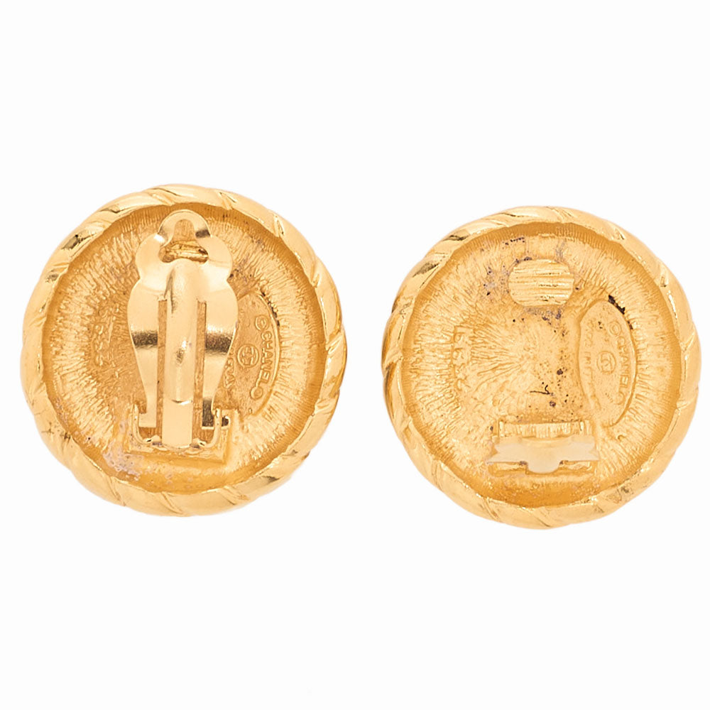 CHANEL Circle Coco Mark Earrings GP Gold (Gold Plated)Gold-Tone Hardware, Pre-Owned