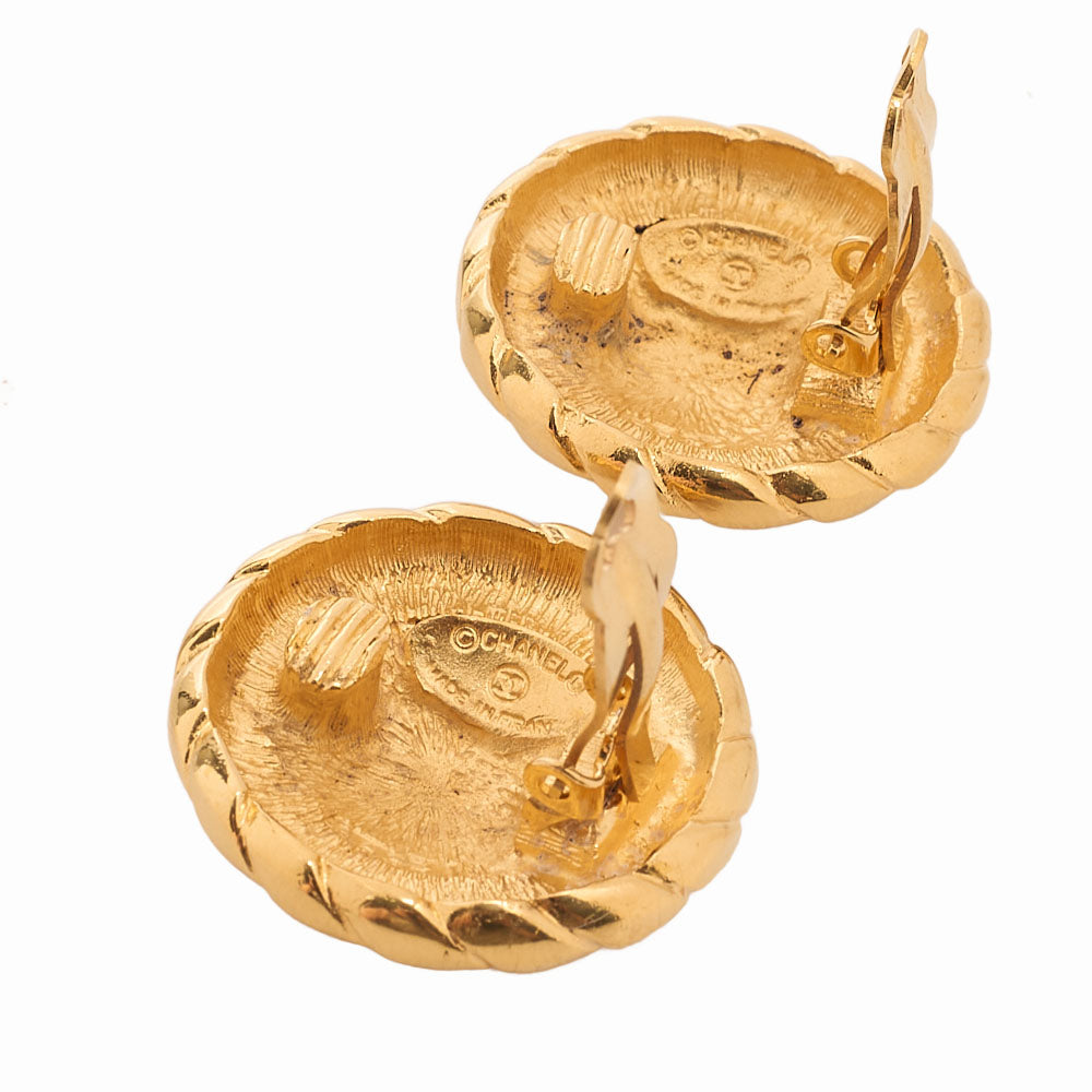 CHANEL Circle Coco Mark Earrings GP Gold (Gold Plated)Gold-Tone Hardware, Pre-Owned