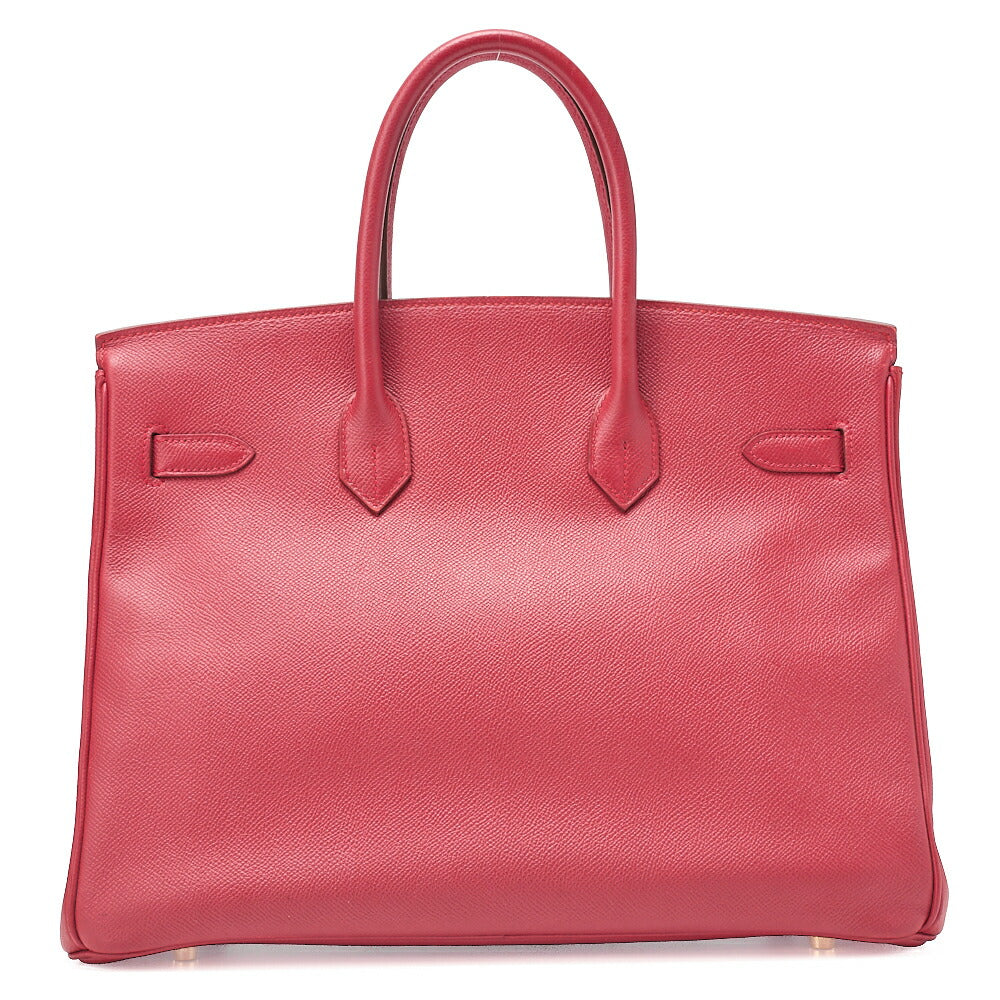 HERMES Birkin 35 Cuchebel Handbag Rouge Gold-Tone Hardware, Pre-Owned