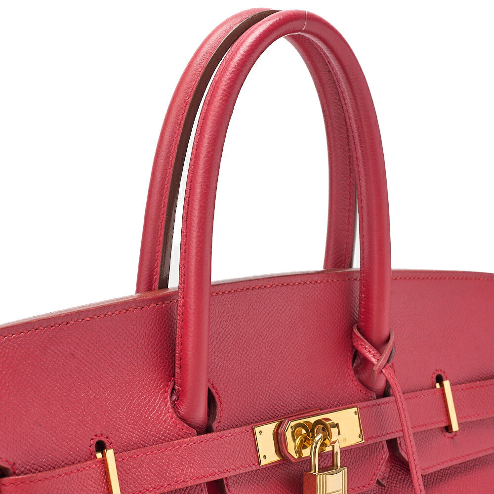 HERMES Birkin 35 Cuchebel Handbag Rouge Gold-Tone Hardware, Pre-Owned