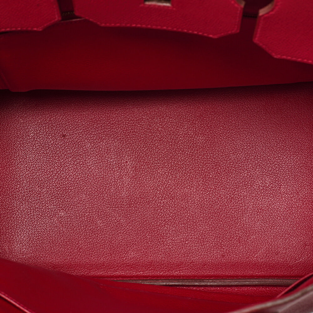 HERMES Birkin 35 Cuchebel Handbag Rouge Gold-Tone Hardware, Pre-Owned