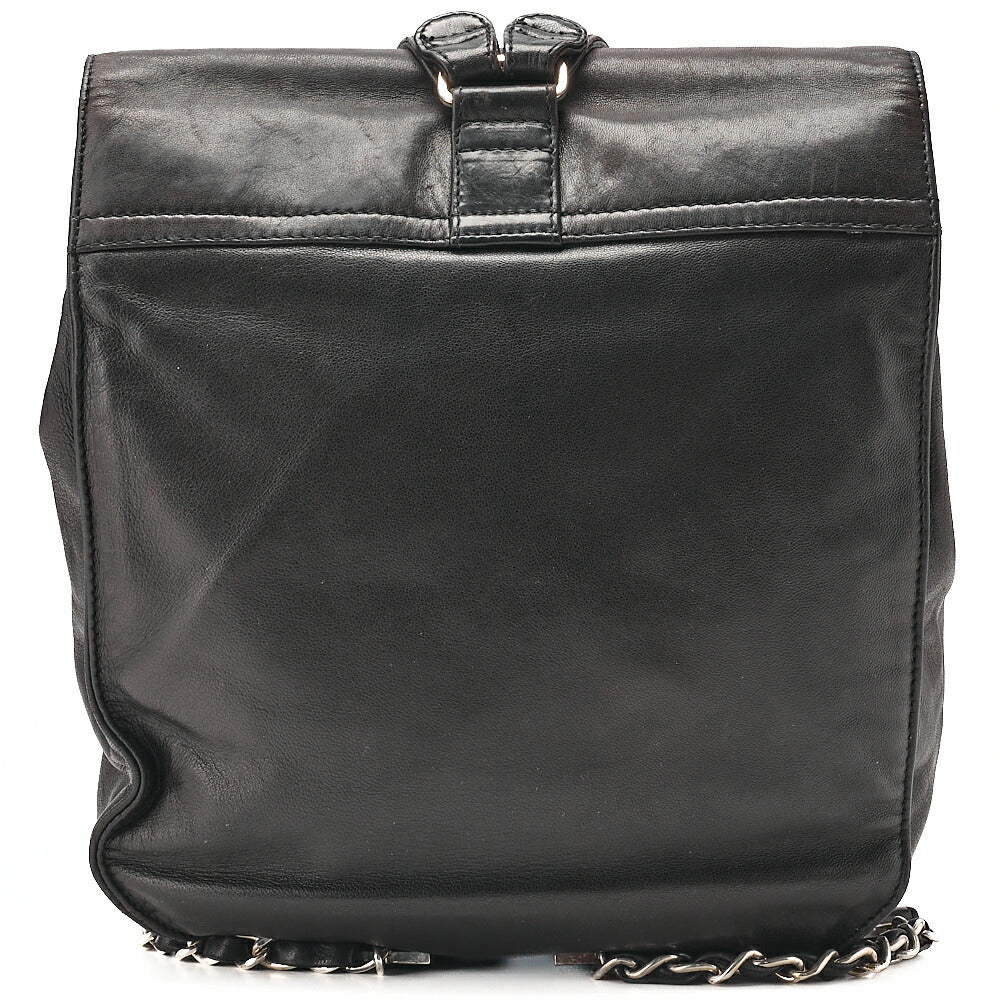 CHANEL Lambskin Coco Mark Chain Backpack Black Silver-Tone Hardware, Pre-Owned