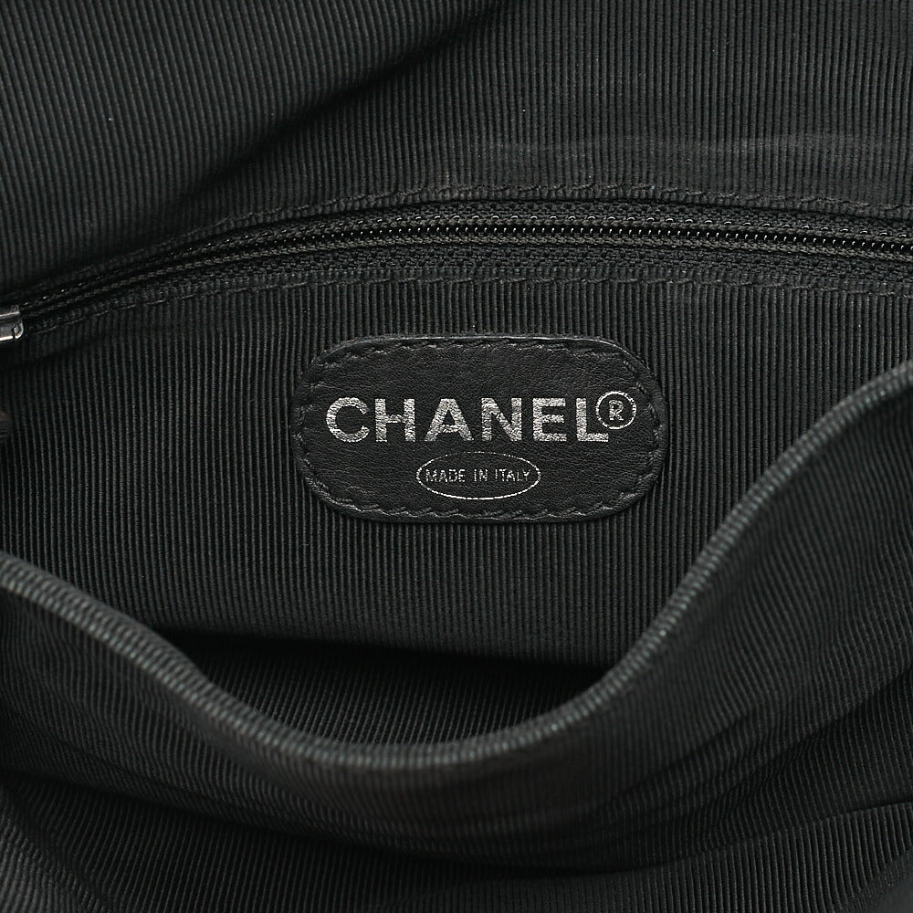 CHANEL Lambskin Coco Mark Chain Backpack Black Silver-Tone Hardware, Pre-Owned