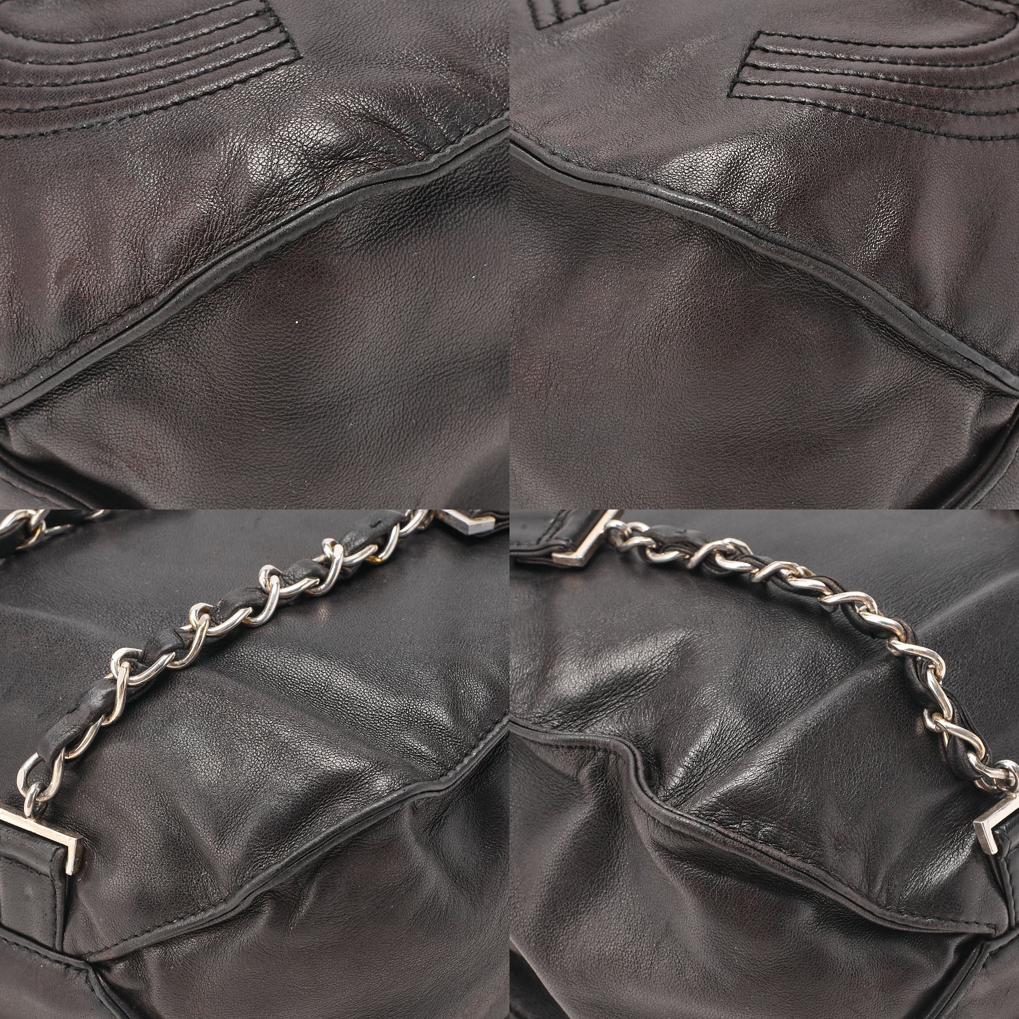 CHANEL Lambskin Coco Mark Chain Backpack Black Silver-Tone Hardware, Pre-Owned
