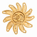 CHANEL Coco Mark Sun Motif Brooch 94A GP Gold (Gold Plated) Gold-Tone Hardware, Pre-Owned