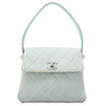 CHANEL Suede Matelasse Single One-Shoulder Sky Blue Silver-Tone Hardware, Pre-Owned