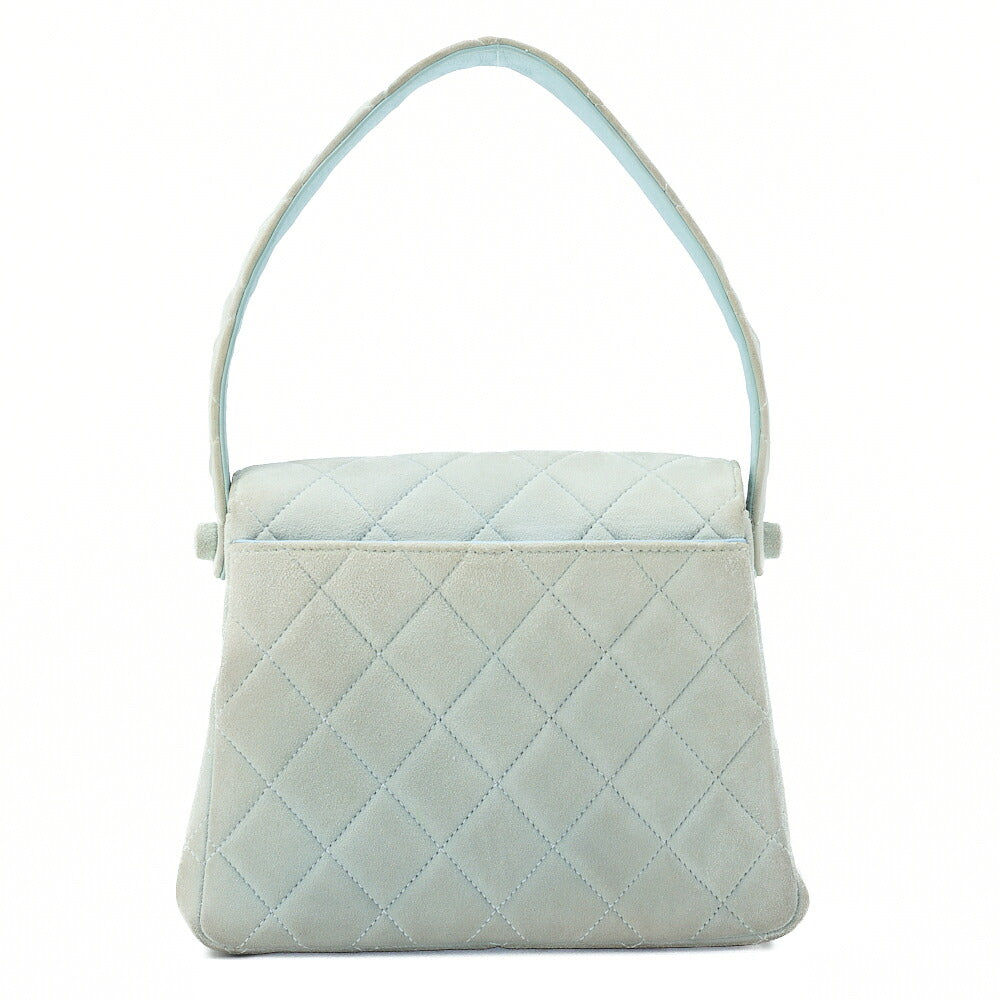 CHANEL Suede Matelasse Single One-Shoulder Sky Blue Silver-Tone Hardware, Pre-Owned