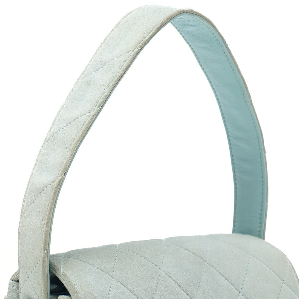CHANEL Suede Matelasse Single One-Shoulder Sky Blue Silver-Tone Hardware, Pre-Owned