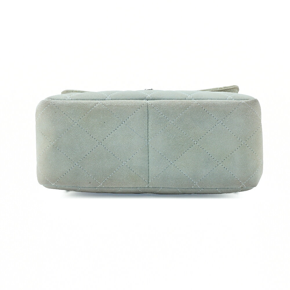 CHANEL Suede Matelasse Single One-Shoulder Sky Blue Silver-Tone Hardware, Pre-Owned