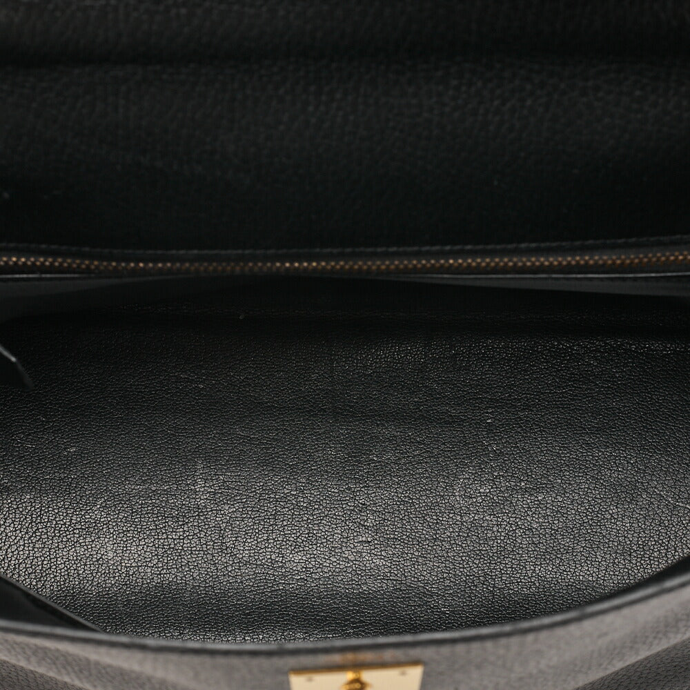 HERMES Herm?s Kelly 32 Ardennes In-Stitch Handbag Black Gold-Tone Hardware, Pre-Owned