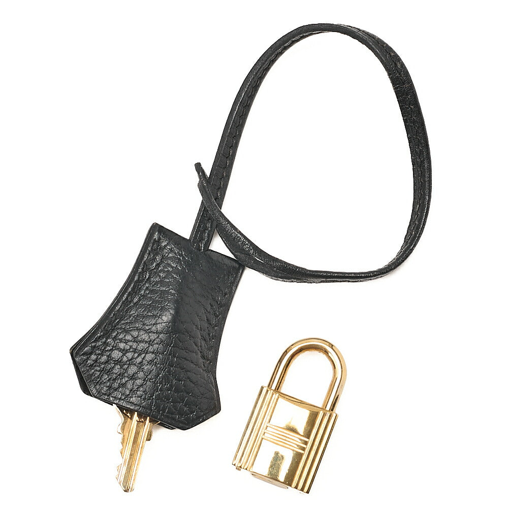 HERMES Herm?s Kelly 32 Ardennes In-Stitch Handbag Black Gold-Tone Hardware, Pre-Owned