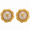 CHANEL Coco Mark Faux Pearl Floral 97P Earrings GP x Faux Pearl Gold (Gold Plating) Gold -Tone Hardware, Pre-Owned