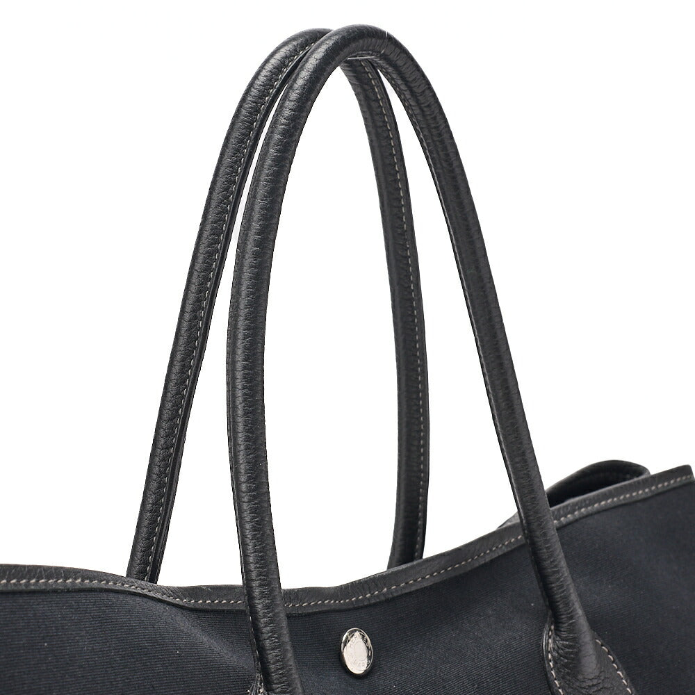 HERMES Herm?s Garden Party PM Handbag Toaru Officier Black Silver-Tone Hardware, Pre-Owned