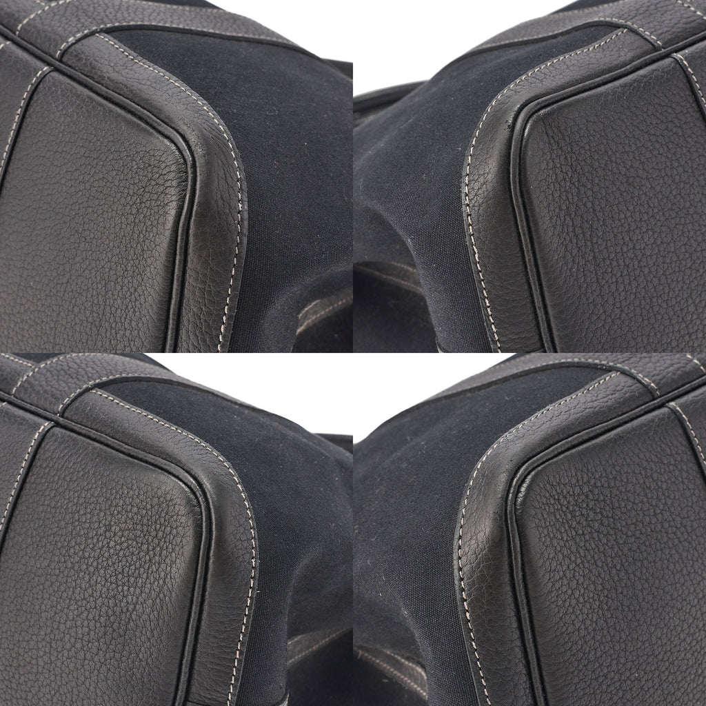 HERMES Herm?s Garden Party PM Handbag Toaru Officier Black Silver-Tone Hardware, Pre-Owned