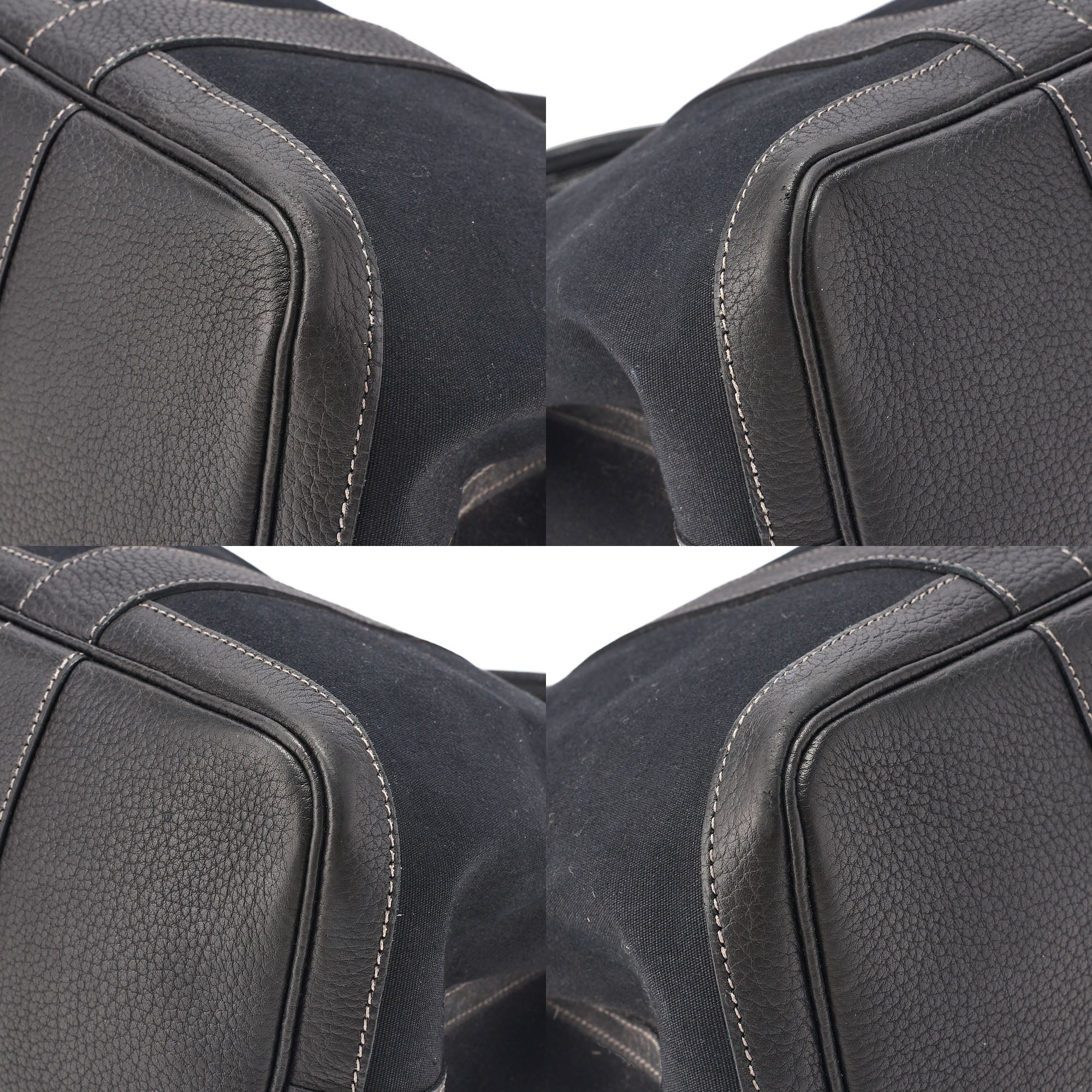 HERMES Herm?s Garden Party PM Handbag Toaru Officier Black Silver-Tone Hardware, Pre-Owned