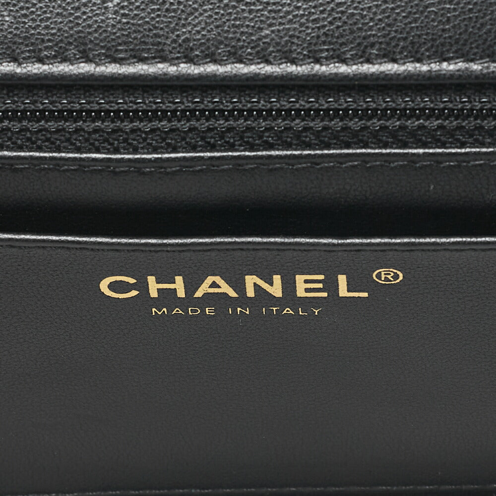 CHANEL Chain Shoulder Bag Mini Matelasse 17cm Calfskin Single Flap Turn Lock Black Gold-Tone Hardware, Pre-Owned