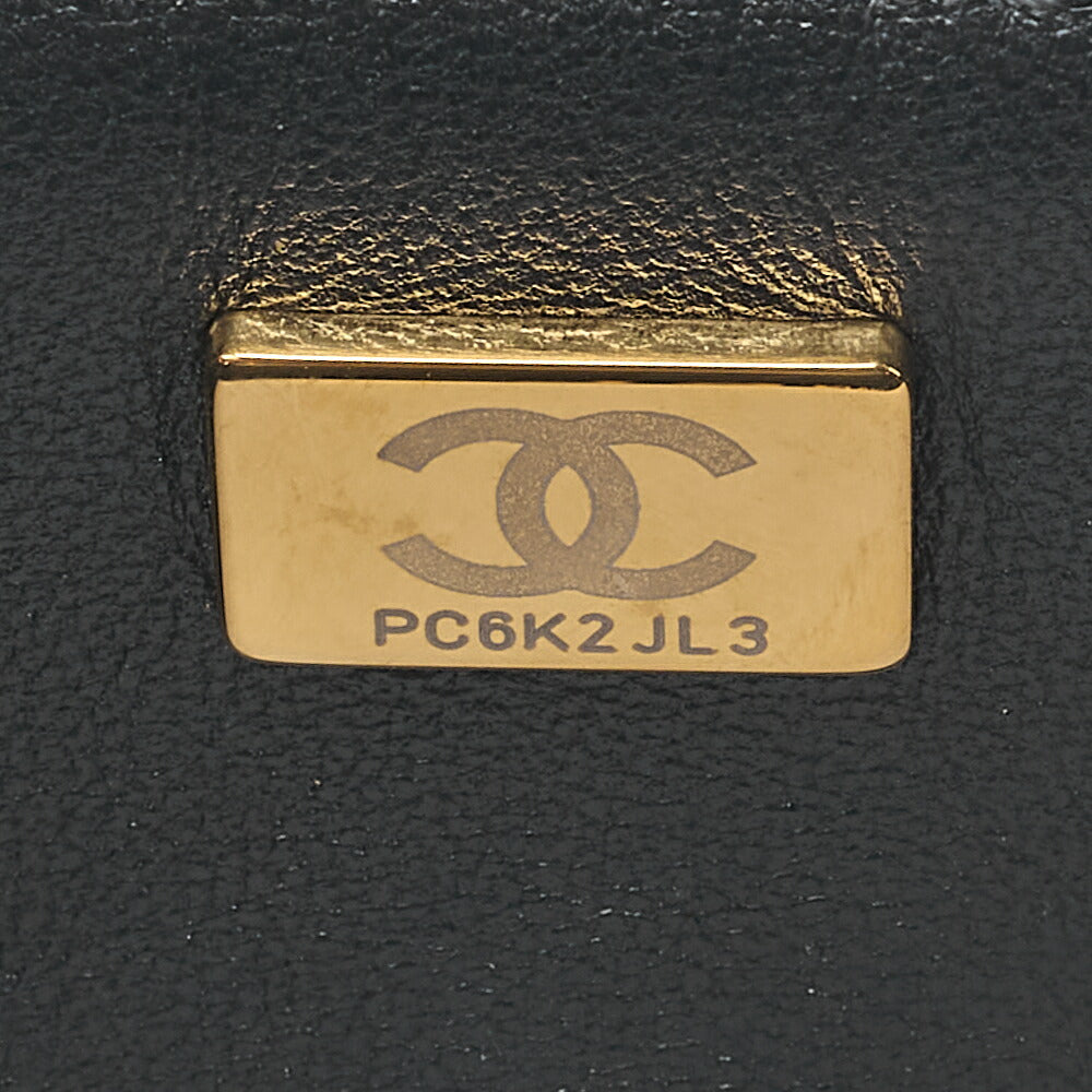 CHANEL Chain Shoulder Bag Mini Matelasse 17cm Calfskin Single Flap Turn Lock Black Gold-Tone Hardware, Pre-Owned
