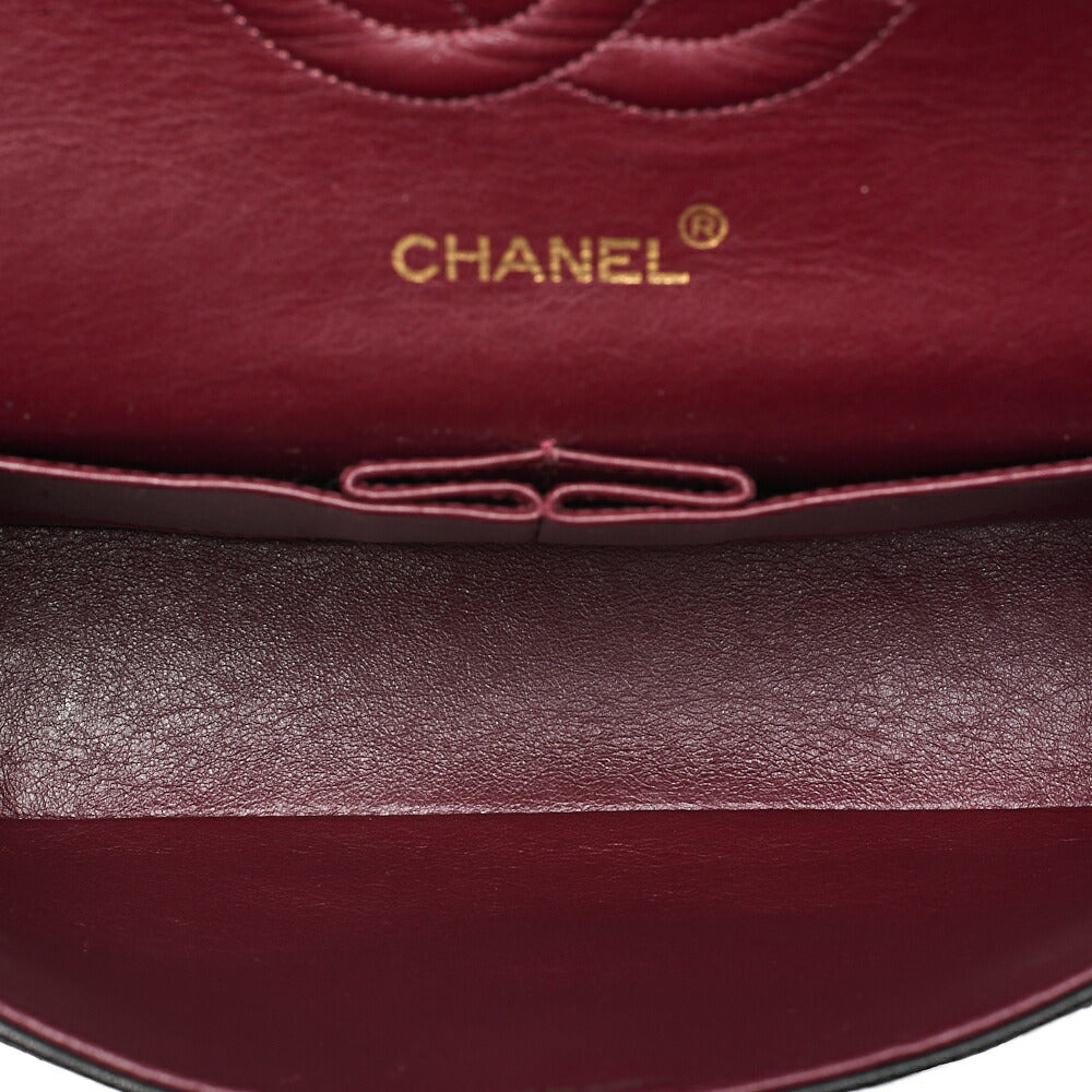 CHANEL Chain Shoulder Bag Matelasse Double Flap 25cm Lambskin Black Gold-Tone Hardware, Pre-Owned