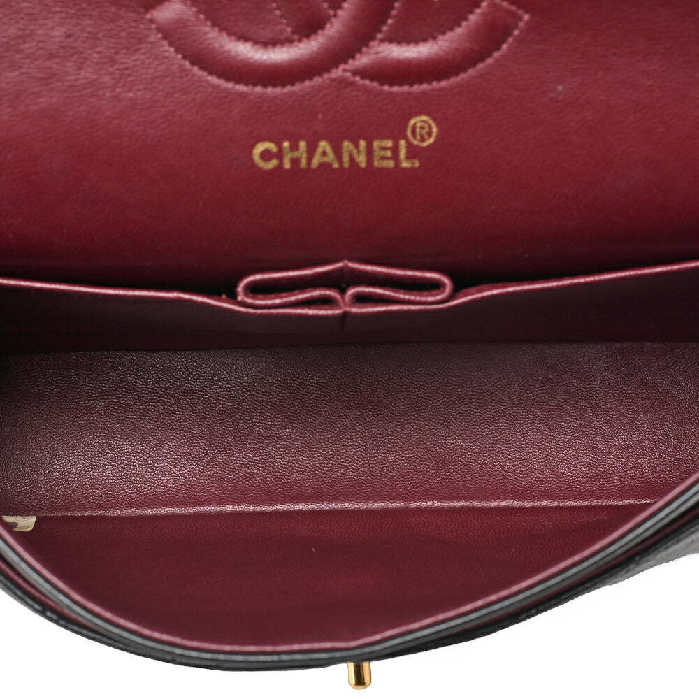 CHANEL Chain Shoulder Bag Matelasse Double Flap 25cm Lambskin Black Gold-Tone Hardware, Pre-Owned