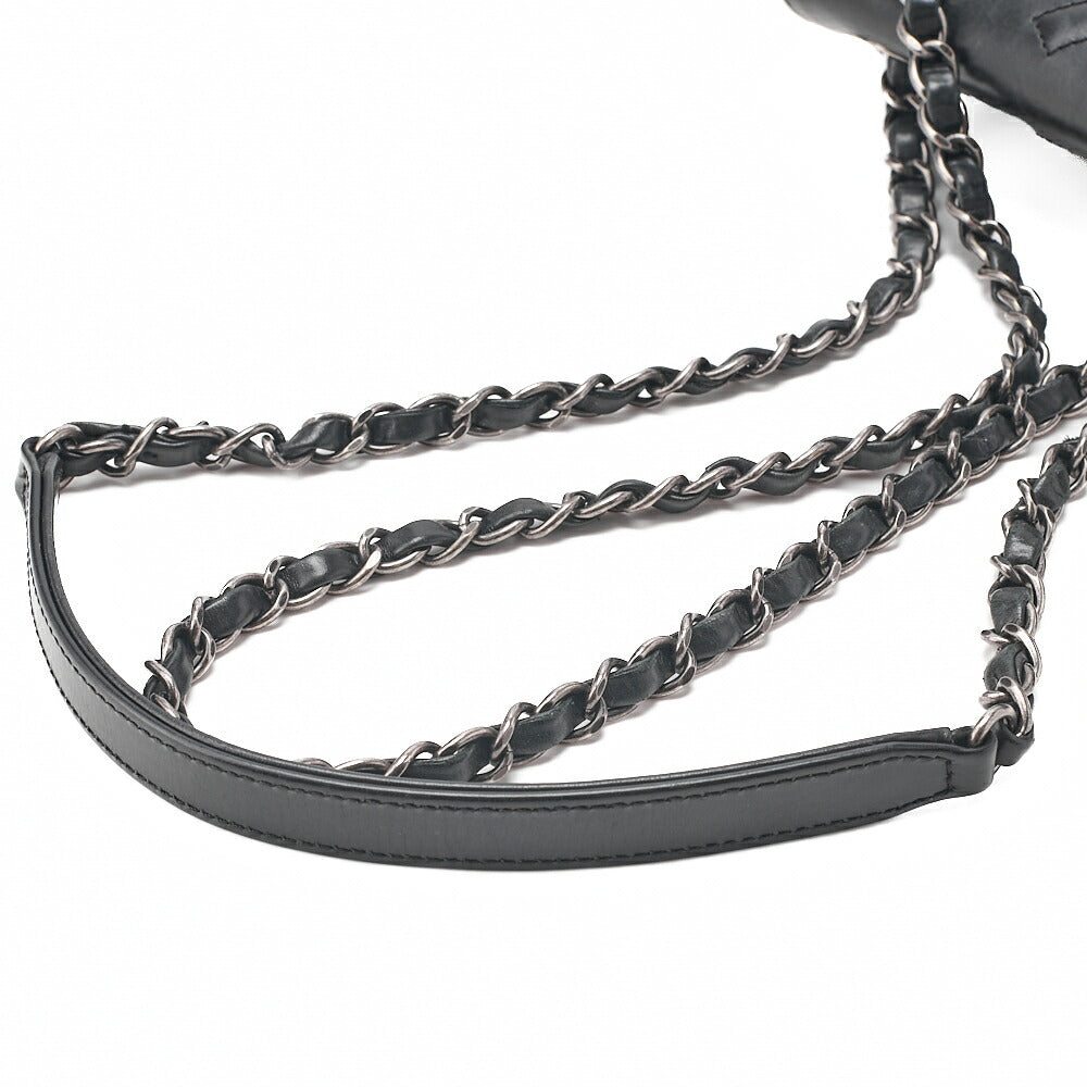 CHANEL Vintage Calf Matelasse Top Coco Mark Full Flap Chain Shoulder Black Silver-Tone Hardware, Pre-Owned