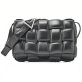 BOTTEGA VENETA Bottega Intrecciato Lambskin Padded Cassette Shoulder Bag Black Silver-Tone Hardware, Pre-Owned