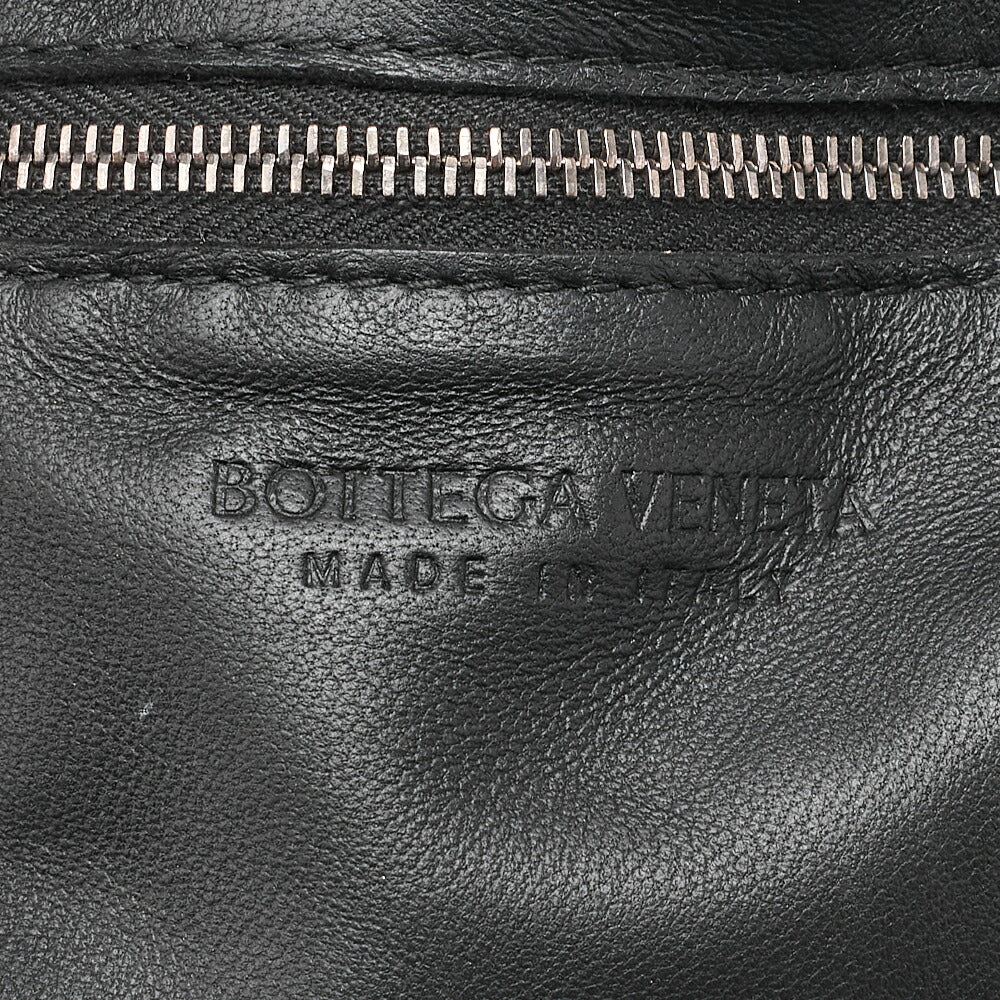 BOTTEGA VENETA Bottega Intrecciato Lambskin Padded Cassette Shoulder Bag Black Silver-Tone Hardware, Pre-Owned