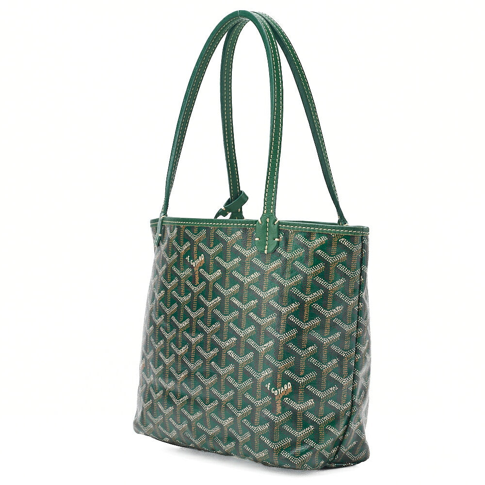 GOYARD Goyard Saint-Louis Junior Mini Tote Bag Coating Canvas Green Silver-Tone Hardware, Pre-Owned