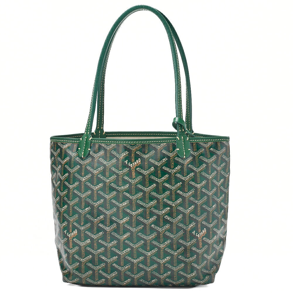 GOYARD Goyard Saint-Louis Junior Mini Tote Bag Coating Canvas Green Silver-Tone Hardware, Pre-Owned