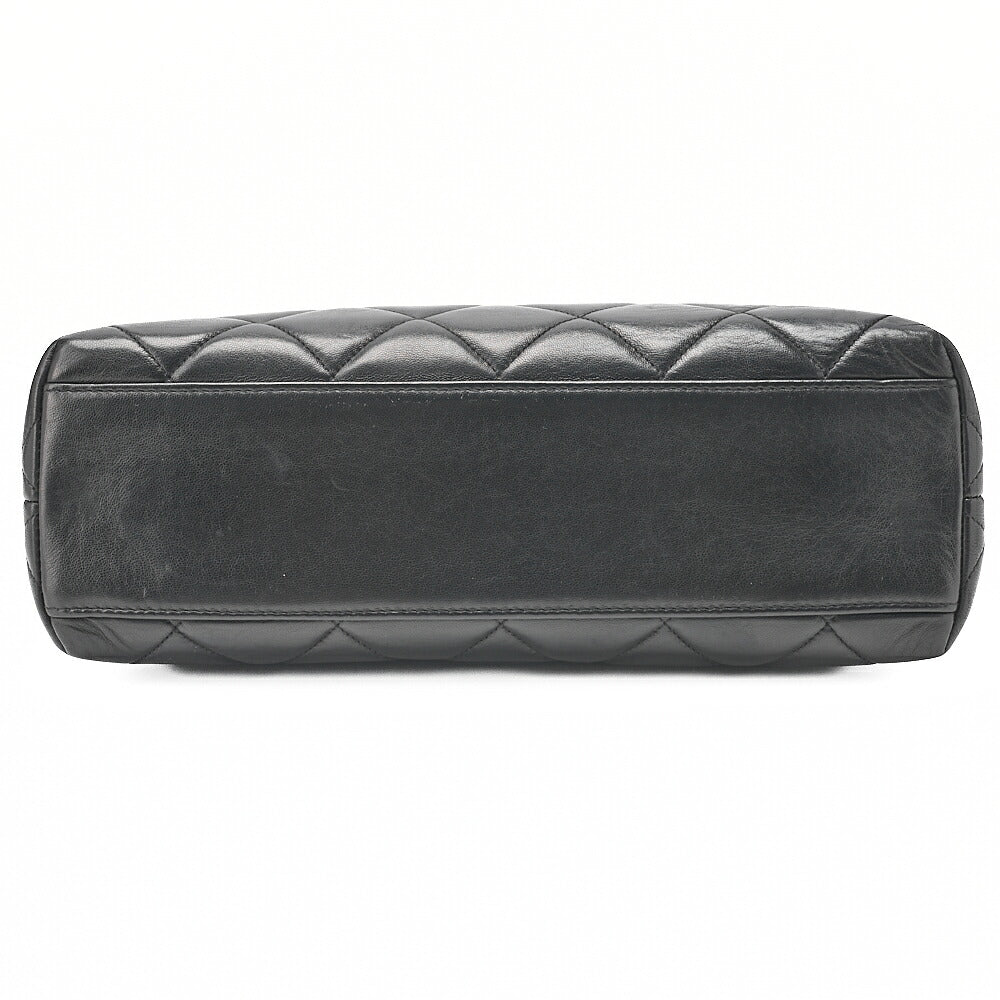 CHANEL Lambskin Matelasse Coco Mark Kiss Clasp Chain Shoulder Black Gold-Tone Hardware, Pre-Owned
