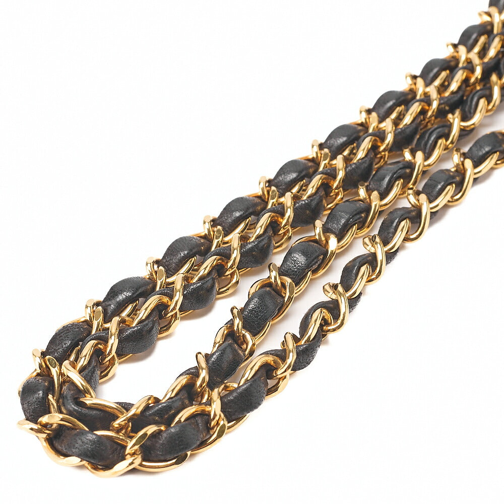 CHANEL Lambskin Matelasse Coco Mark Kiss Clasp Chain Shoulder Black Gold-Tone Hardware, Pre-Owned