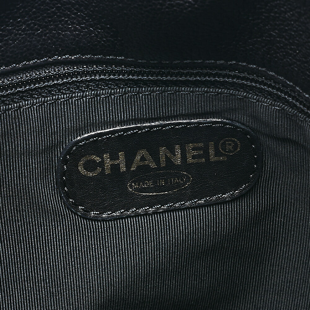 CHANEL Tote Bag Coco Mark Tortoiseshell Pattern Caviar Skin Black Gold-Tone Hardware, Pre-Owned