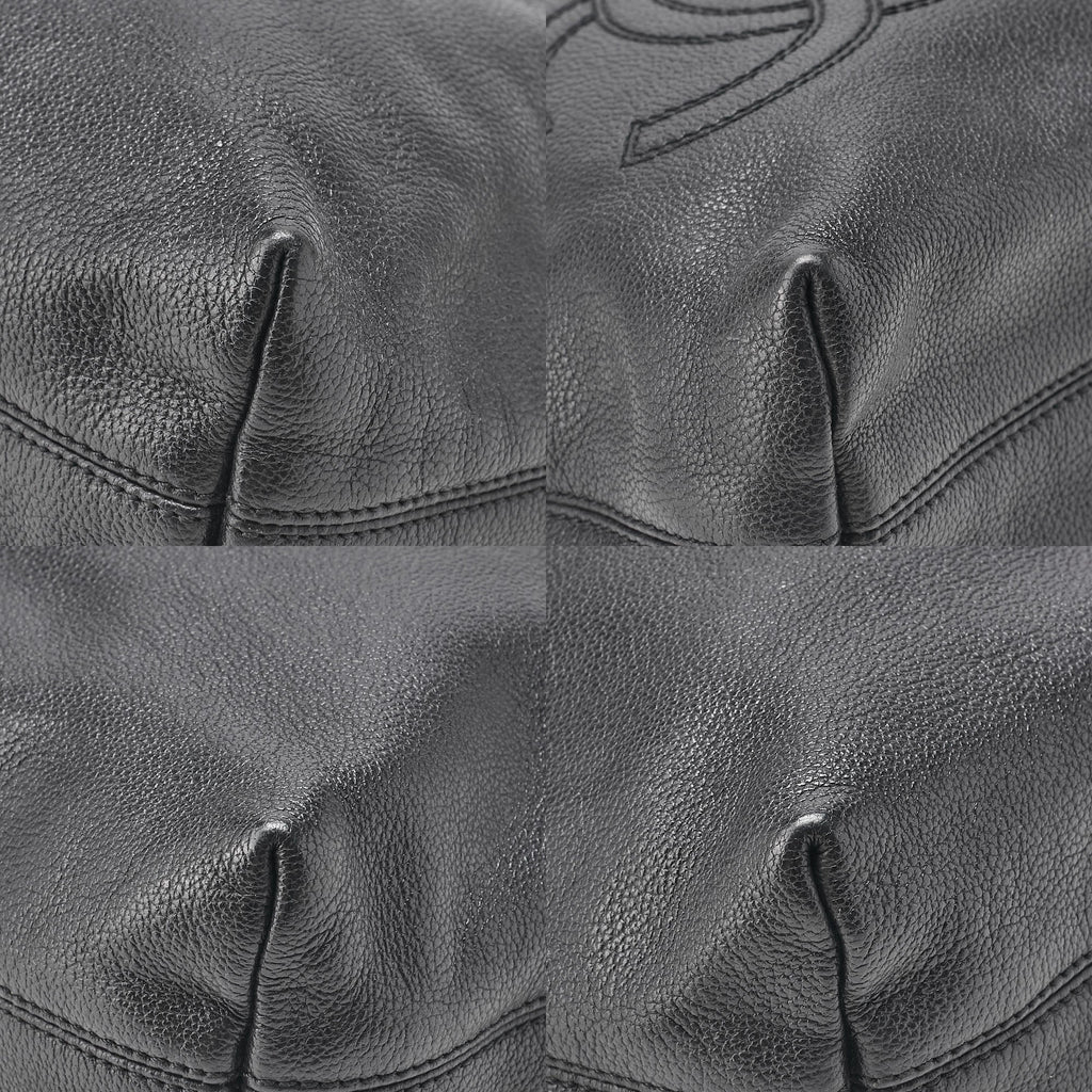 CHANEL Tote Bag Coco Mark Tortoiseshell Pattern Caviar Skin Black Gold-Tone Hardware, Pre-Owned