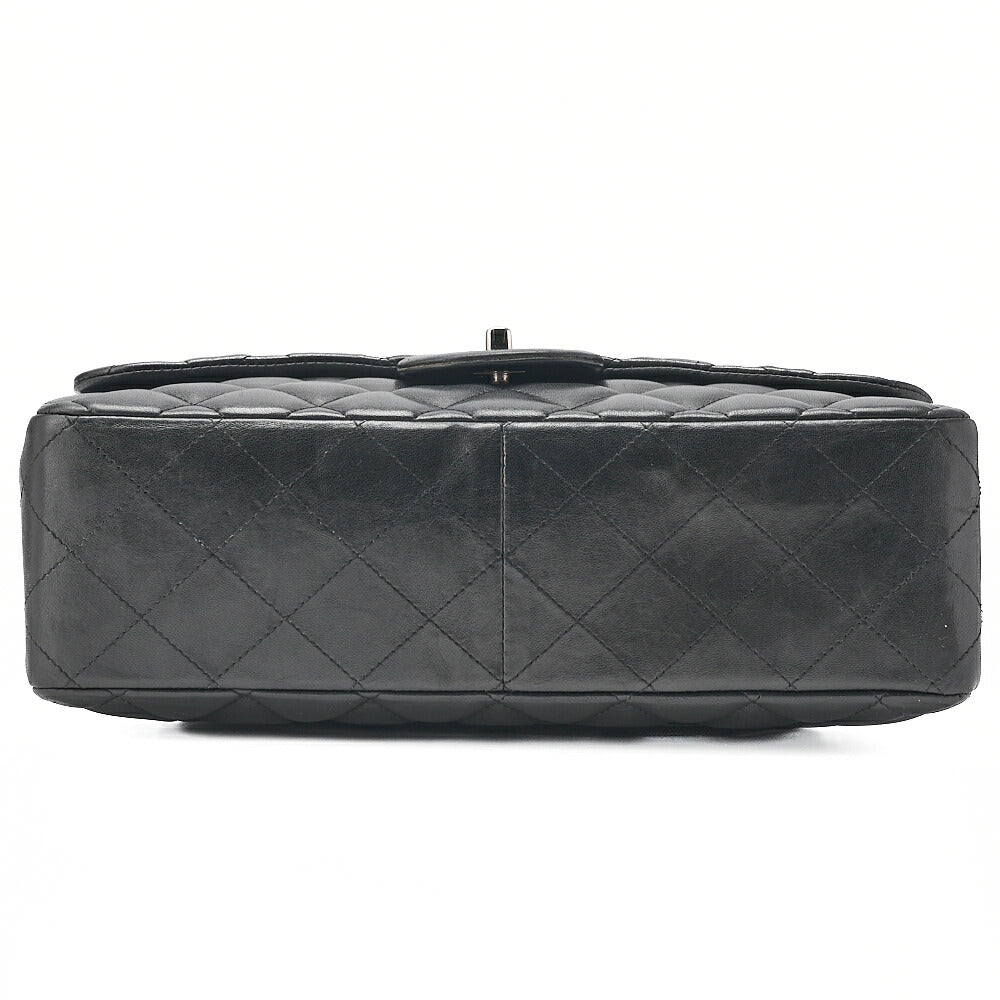 CHANEL Deka Matelasse 30 Turn Lock Chain Shoulder Bag Lambskin Black Silver-Tone Hardware, Pre-Owned