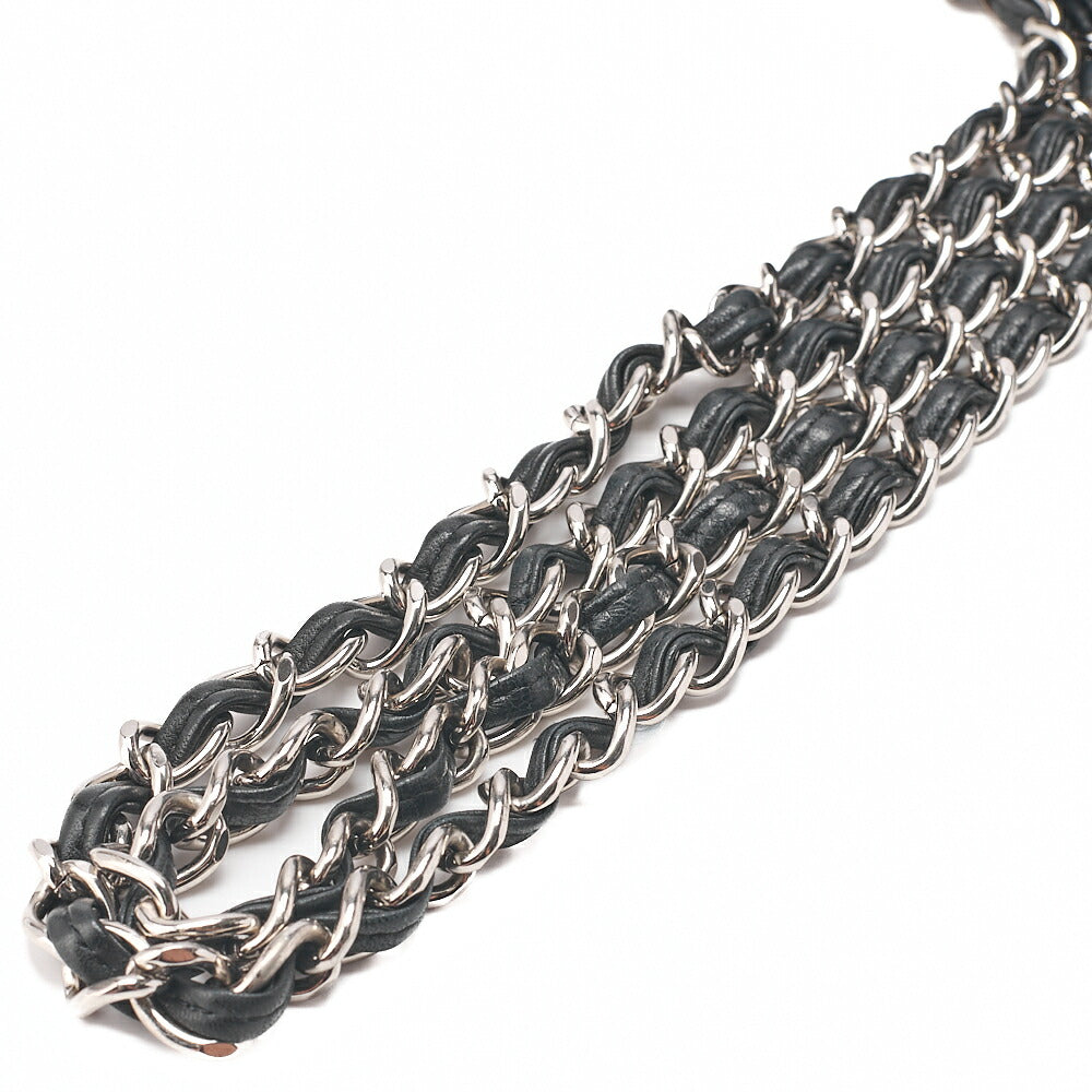 CHANEL Deka Matelasse 30 Turn Lock Chain Shoulder Bag Lambskin Black Silver-Tone Hardware, Pre-Owned